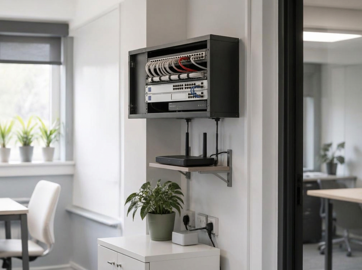 Organised business network cabinet and connectivity equipment